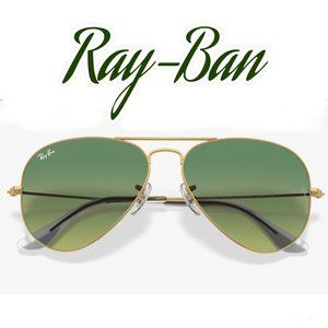 New RAY-BAN Large Metal Aviator Sunglasses Gold Frame Light Green Gradient Lens